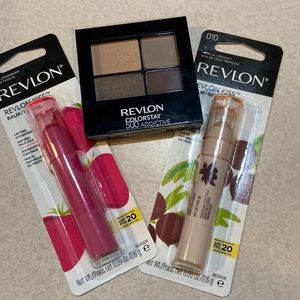 🆕 Revlon cosmetics lot lips & eyeshadow quad revlon kiss balms w SPF - 3…